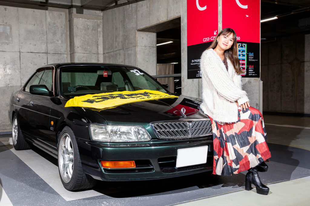 A 1998 Nissan Laurel Medalist and its owner, Mai Yazawa