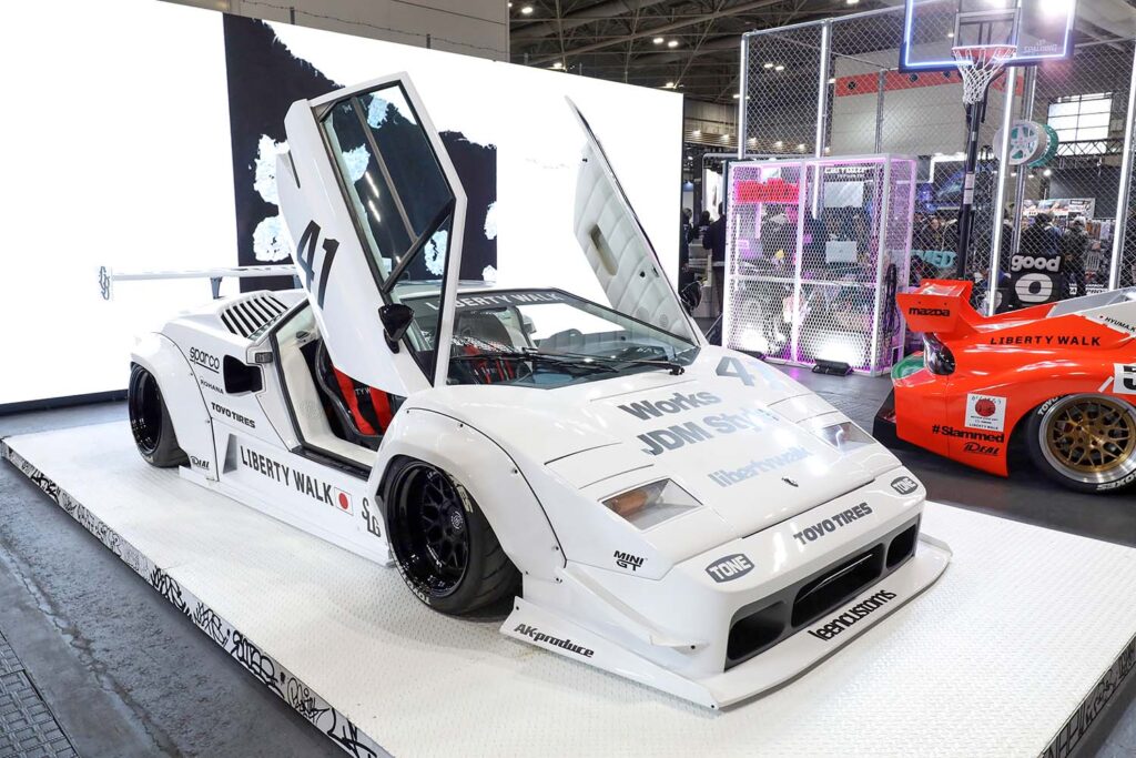 Lamborghini Countach clad in Liberty Walk aero parts