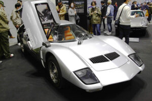 Mazda's 1970 experimental RX500 vehicle on display at Nostalgic 2 Days in February 2024