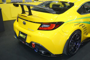 The GR86 with yellow coloring, the hallmark of JUN Auto's demo cars