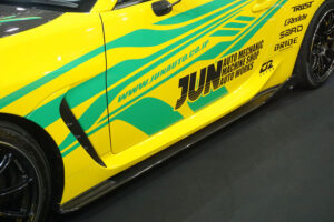 The GR86 with yellow coloring, the hallmark of JUN Auto's demo cars