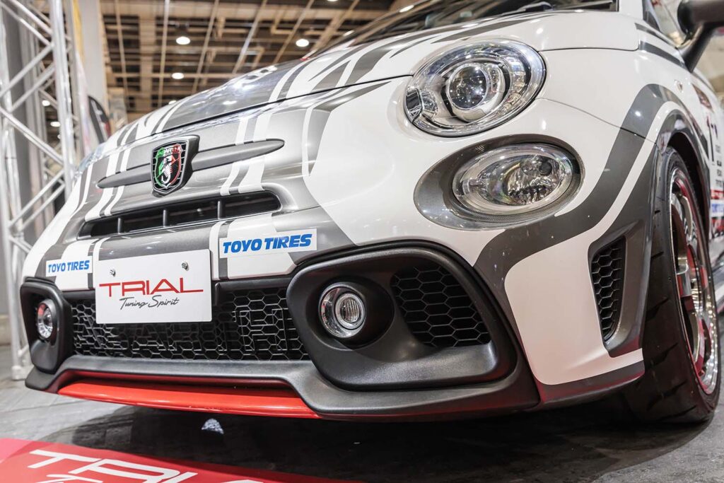 Two Abarth 595 demo cars by Osaka tuning shop TRIAL