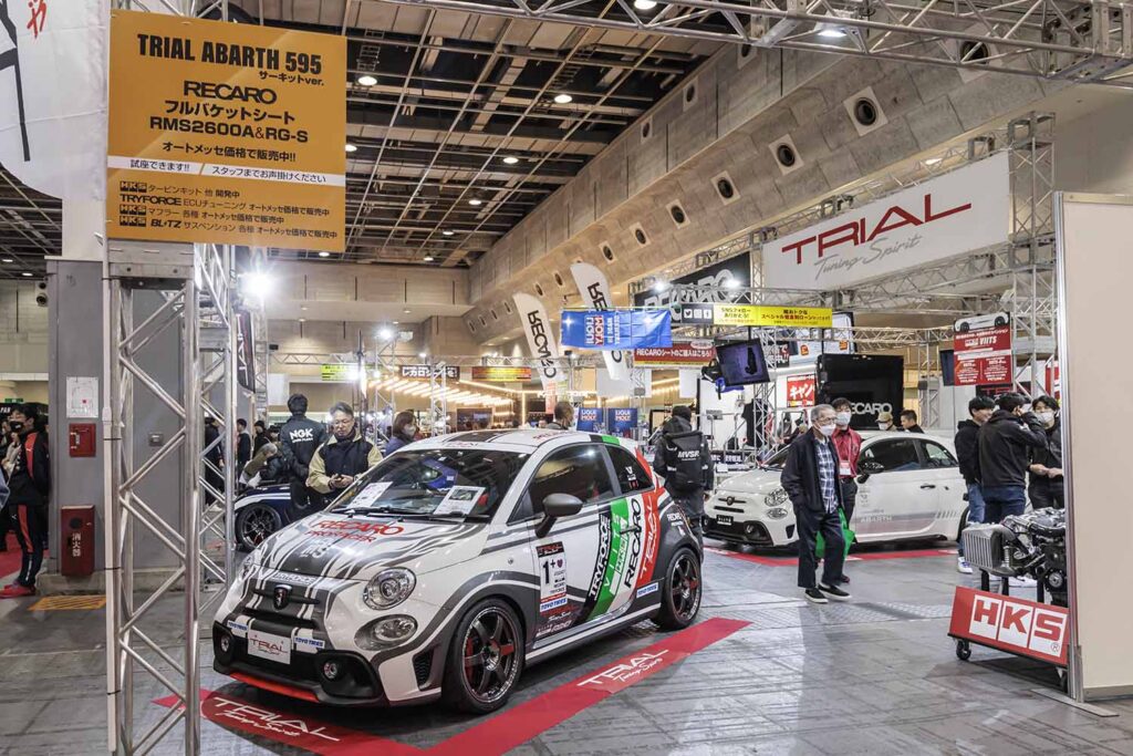 Two Abarth 595 demo cars by Osaka tuning shop TRIAL