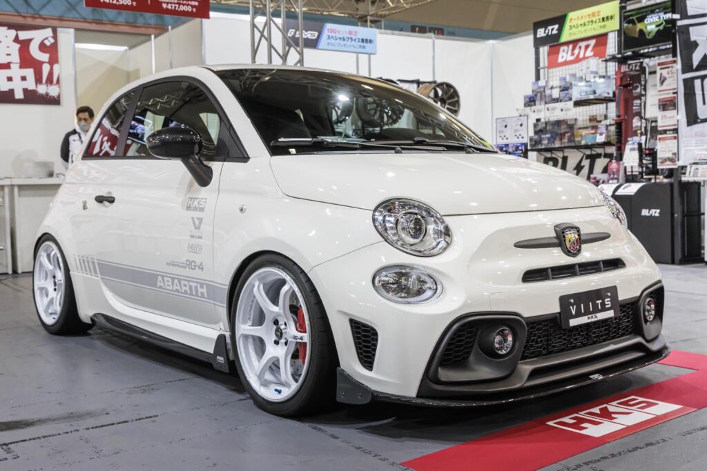 Two Abarth 595 demo cars by Osaka tuning shop TRIAL