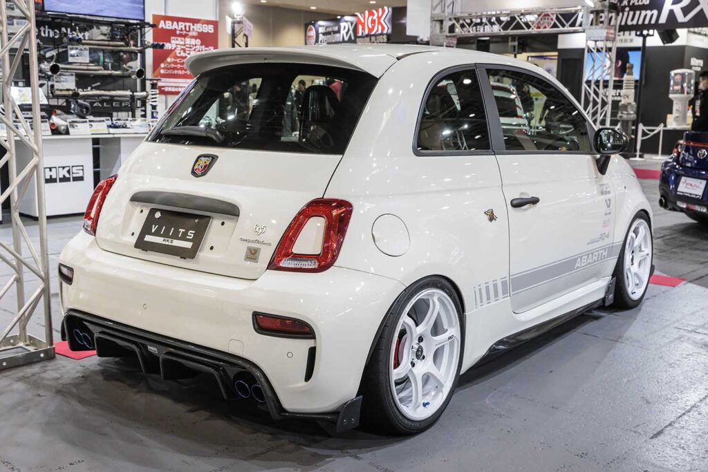 Two Abarth 595 demo cars by Osaka tuning shop TRIAL