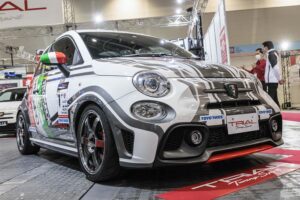 Two Abarth 595 demo cars by Osaka tuning shop TRIAL