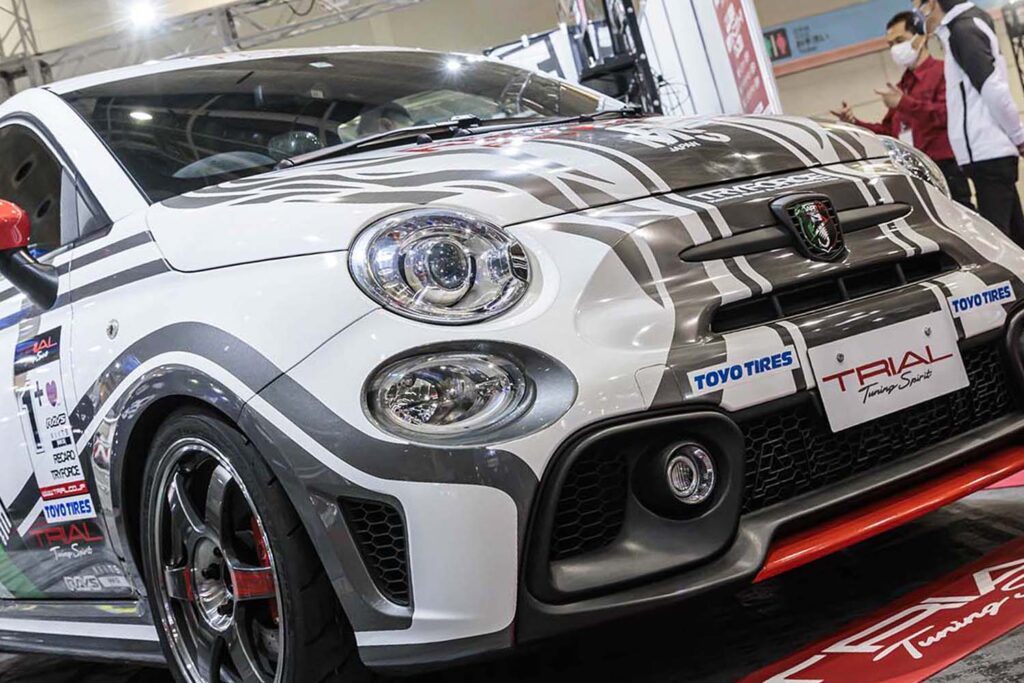 Two Abarth 595 demo cars by Osaka tuning shop TRIAL