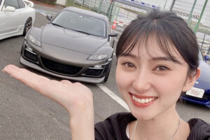 Aya Kuwata, who is not only a model but also a TV personality and actress, and her favorite car, Mazda RX-8