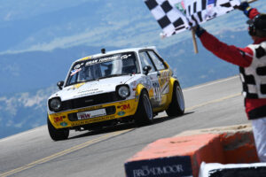 Mr. Yagi and his Toyota Starlet on his second attempt at Pikes Peak