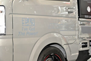 Suzuki Carry demo car on display at the Weds booth at Osaka Auto Messe 2024