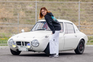Ms. Rami Sasaki test drives a 1965 Toyota Sports 800