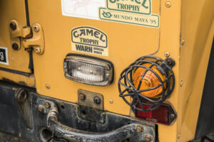 Land Rover Defender 90 that actually competed in the 1986 Camel Trophy as Team Japan