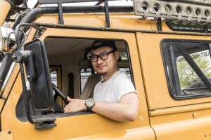 Land Rover Defender 90 that actually competed in the 1986 Camel Trophy as Team Japan