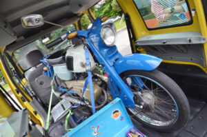 2006 Renault first generation “Kangoo” and a Bridgestone Moped Champion Deluxe